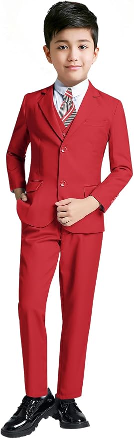 YuanLu Boys Suit for Kids Tuxedo Wedding Ring Bearer Outfit, 5 Piece Boy Slim by YuanLu