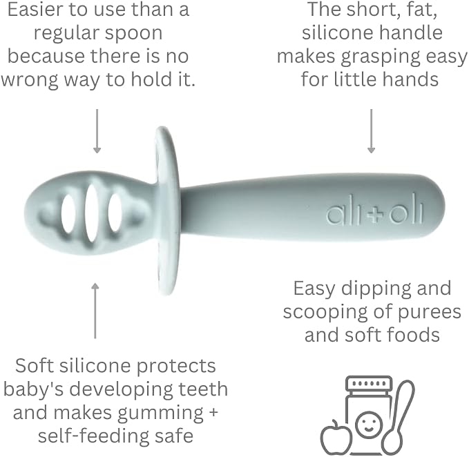 Ali+Oli Silicone Spoon Set for Baby Unbreakable Baby Spoons, Self Feeding - Image 4
