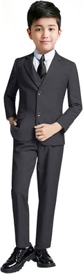 YuanLu Boys Suit for Kids Tuxedo Wedding Ring Bearer Outfit, 5 Piece Boy Slim by YuanLu