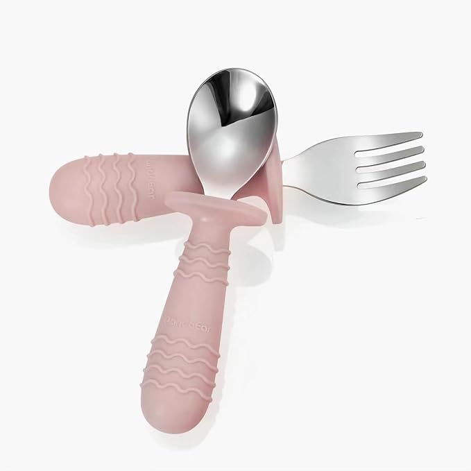 PandaEar 4 Set Baby Toddler Silicone Stainless Steel Utensils Silverware Spoon - Image 6