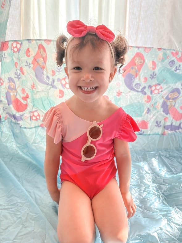 Toddler Girl Baby Ruffles Mermaid Fish Scale Swimsuit One Piece Swimwear - Image 2