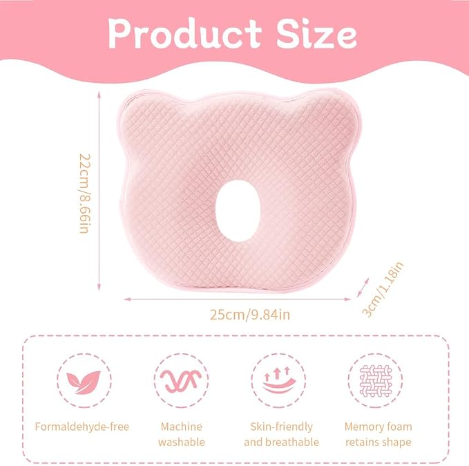 Memory Foam Baby Pillow for Newborn Flat Head Baby Pillow Machine-Washable Neck - Image 2