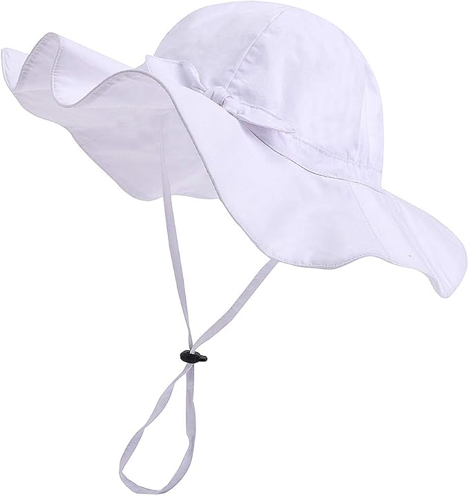 Baby Girl Sun Hat with UPF 50+ Outdoor Adjustable Beach Hat with Wide Brim by DANMY