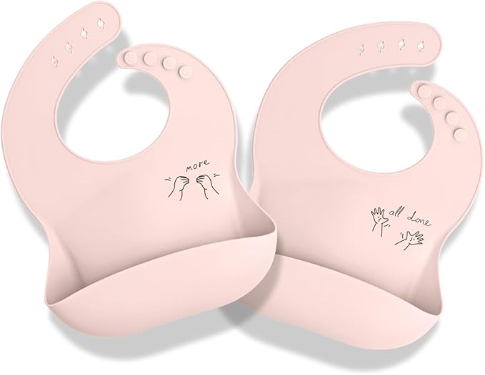 APLAINR Baby Sign Language Bib, Silicone Baby Bibs, ASL Graphics, Food Catcher by APLAINR