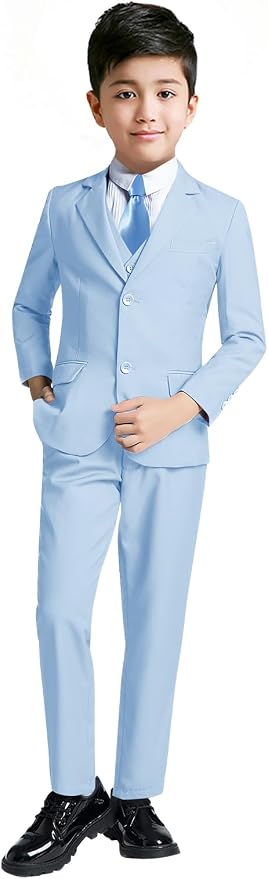 YuanLu Boys Suit for Kids Tuxedo Wedding Ring Bearer Outfit, 5 Piece Boy Slim by YuanLu