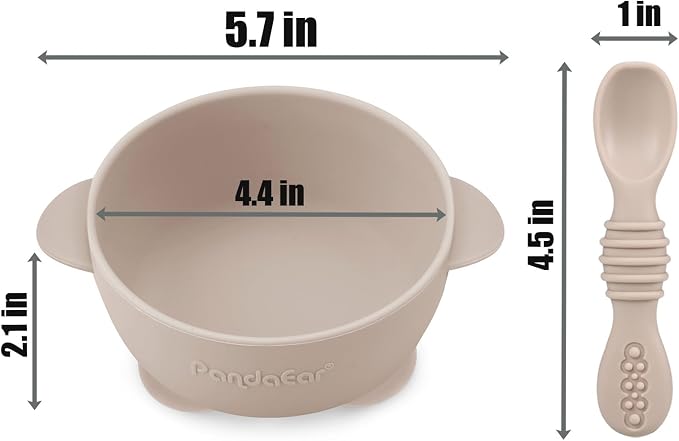 PandaEar 3 Pack Silicone Suction Baby Bowls & 3 Baby Feeding Spoons | Non-Slip - Image 2