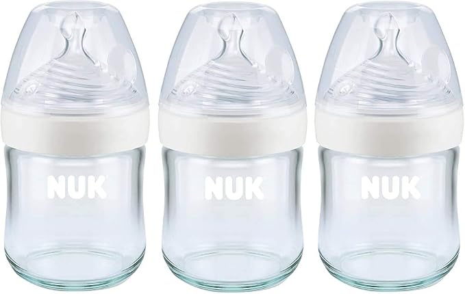 NUK Simply Natural Glass Baby Bottles, 4 oz, 3 Pack by NUK