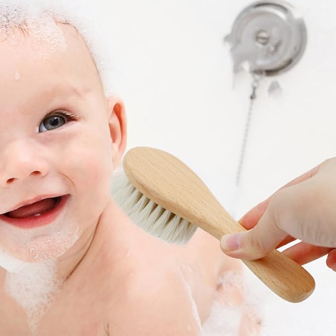 Baby Hair Brush and Purple Cradle Cap Brush Set - Image 8
