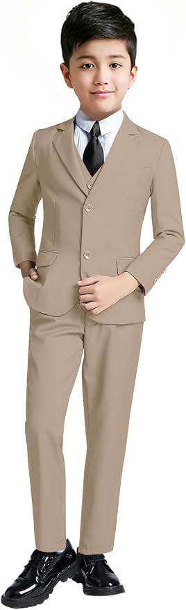 YuanLu Boys Suit for Kids Tuxedo Wedding Ring Bearer Outfit, 5 Piece Boy Slim by YuanLu