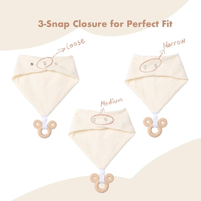 Baby Teething Bibs 6-Pack with Attachable Teether - Image 2