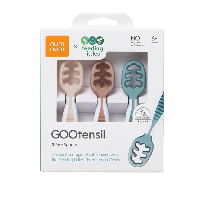 NumNum Baby Spoons Set, Feeding Littles x Silicone Pre-Spoon GOOtensils by NumNum