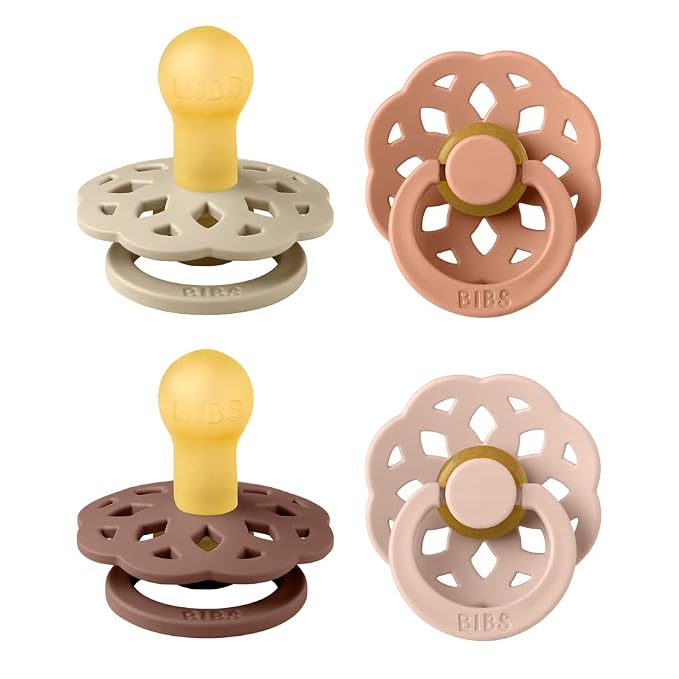 BIBS Boheme Soother 4-Pack | BPA Free Dummy Pacifier | Round Nipple | Natural by BIBS