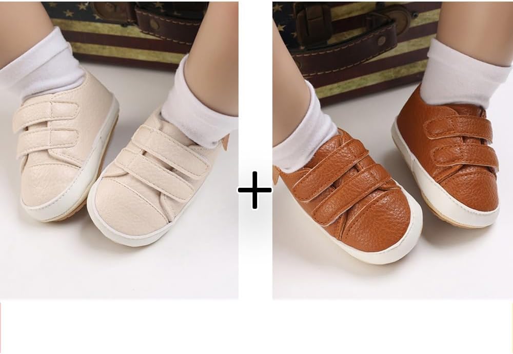 2Pairs Baby Shoes, Boys Girls Non-Slip Rubber Sole Sneakers, Unisex Infant Soft - Image 2