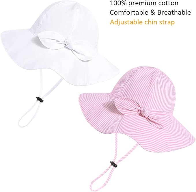 Baby Girl Sun Hat with UPF 50+ Outdoor Adjustable Beach Hat with Wide Brim - Image 2