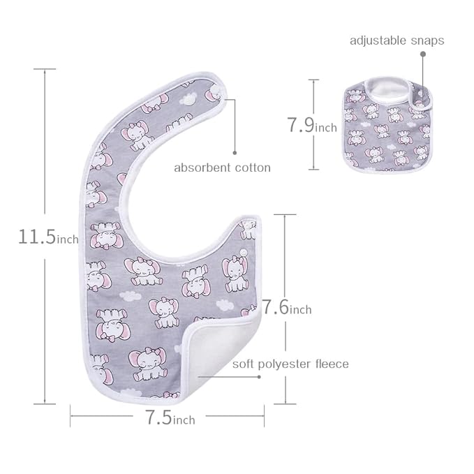7 Pack Baby Cotton Absorbent Bibs - Image 2