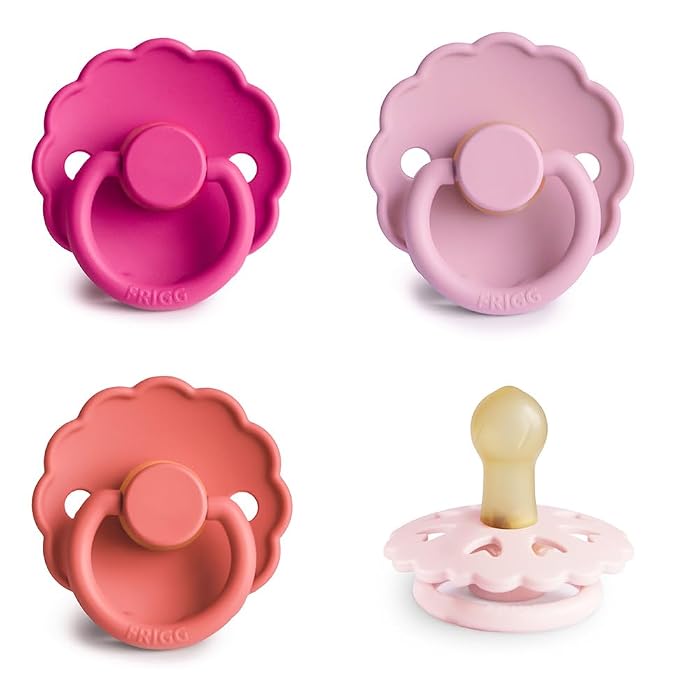 FRIGG Natural Rubber Baby Pacifier 4-Pack Rosy Romance | Made in Denmark | by mushie