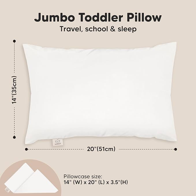 KeaBabies Toddler Pillow with Pillowcase, Jumbo 14X20 - Image 3