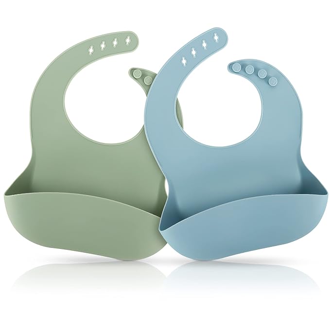 ME.FAN Silicone Baby Bibs for Babies & Toddlers | Adjustable Silicone Bibs 2 Set by MEFAN