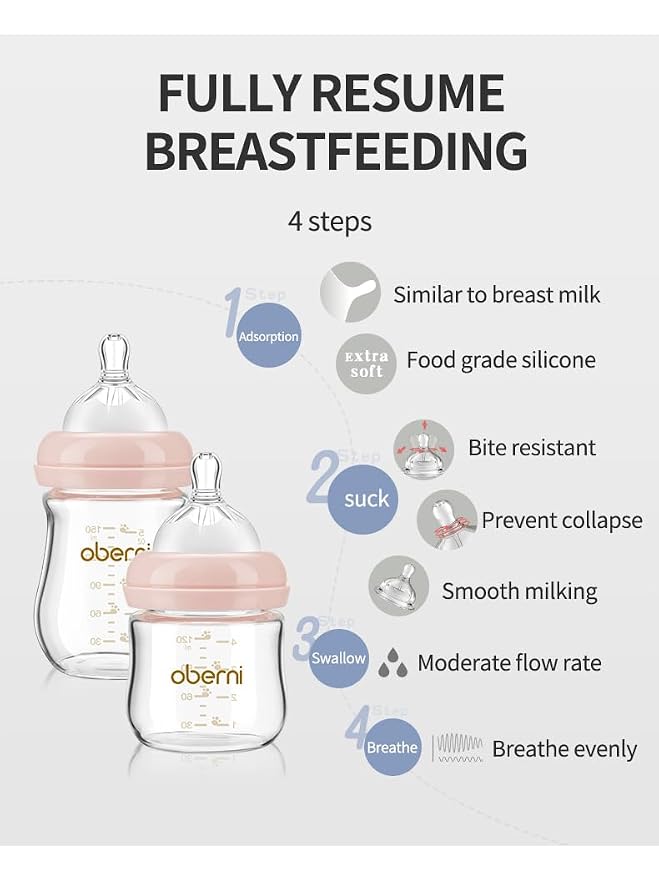 Glass Baby Bottles, Anti Colic Breastfeeding Bottle - Image 7