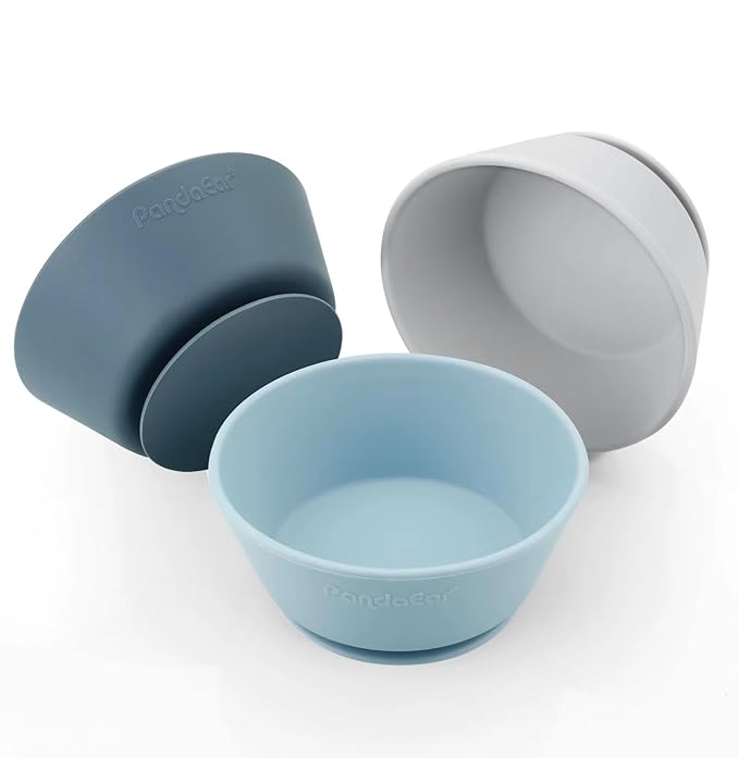 PandaEar 3 Pack Baby Suction Bowls|Silicone Food Bowls First Stage Feeding by PandaEar