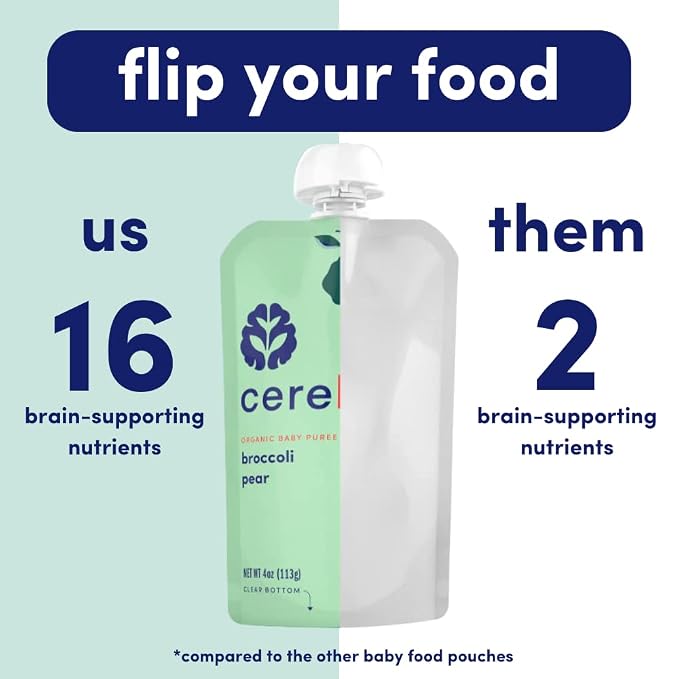 Cerebelly Organic Baby Food Pouches, Broccoli Pear Purees, 16 Nutrients - Image 4