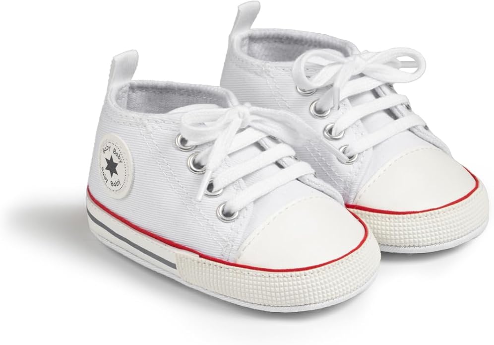 Meckior Baby Girls Boys Canvas Sneakers Soft Sole High-Top Ankle Infant First - Image 3