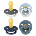 BIBS Colour Soother 4-Pack | BPA Free Dummy Pacifier | Round Nipple | Natural by BIBS