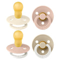 BIBS Colour Soother 4-Pack | BPA Free Dummy Pacifier | Round Nipple | Natural by BIBS