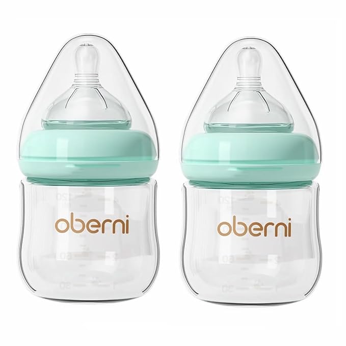 Glass Baby Bottles, Anti Colic Breastfeeding Bottle by oberni