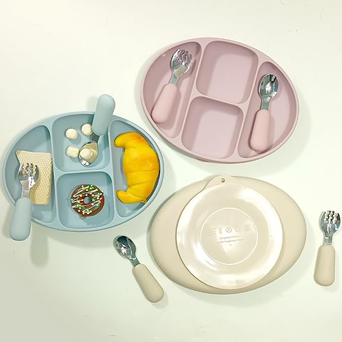Divided Food Feeding Bowl Silicone Baby Dishes Kid Dinner Suction Baby Silicone - Image 2