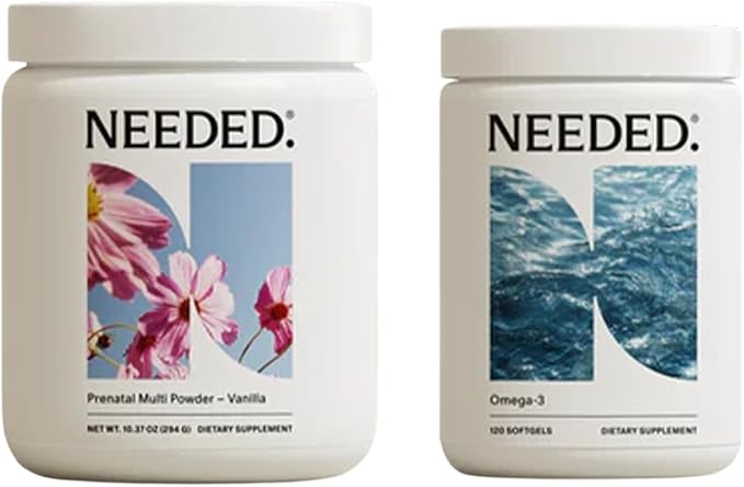 Needed. Vanilla Prenatal Multivitamin Powder & Omega-3 Bundle | Nutrient Support by Needed
