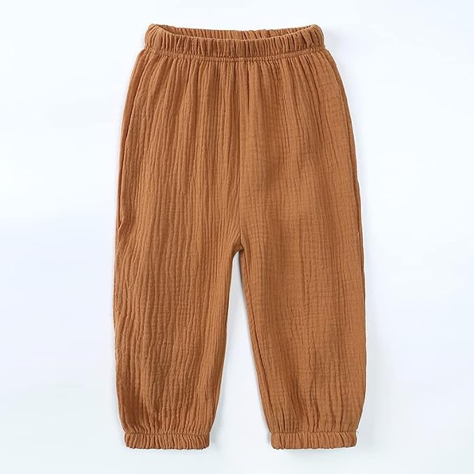 MYGBCPJS Baby Boys Girls Cotton Linen Trousers Kids Casual Ankle Pants Loose - Image 3
