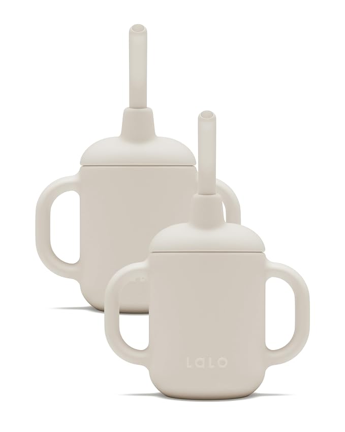 Lalo Little Cup 2-Pack, Non-Toxic Silicone Straw Cup by Lalo