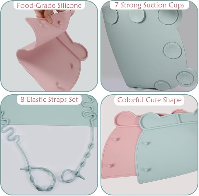 Picowe 2 Pack Silicone Suction Placemats - Image 3