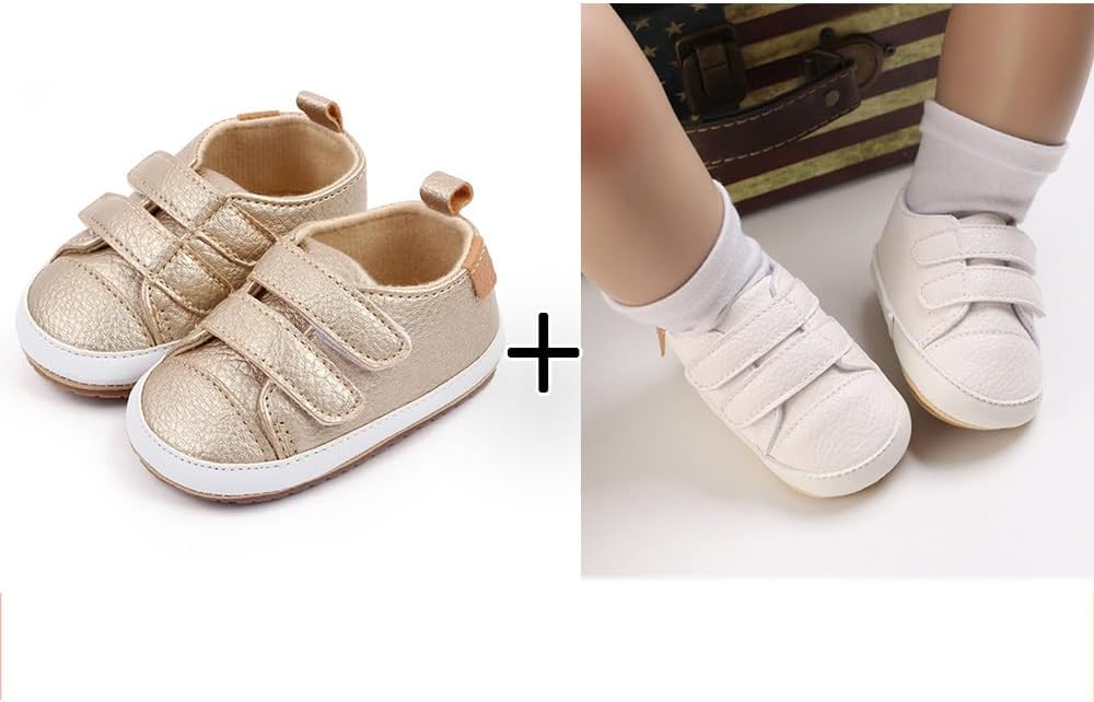 2Pairs Baby Shoes, Boys Girls Non-Slip Rubber Sole Sneakers, Unisex Infant Soft - Image 3