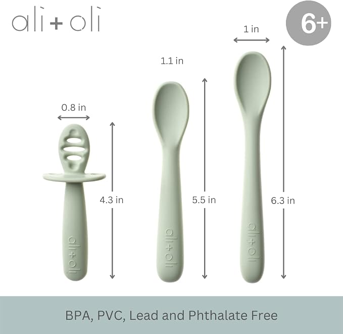 Ali+Oli Silicone Spoon Set for Baby Unbreakable Baby Spoons, Self Feeding - Image 3