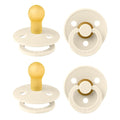 BIBS Colour Soother 4-Pack | BPA Free Dummy Pacifier | Round Nipple | Natural by BIBS