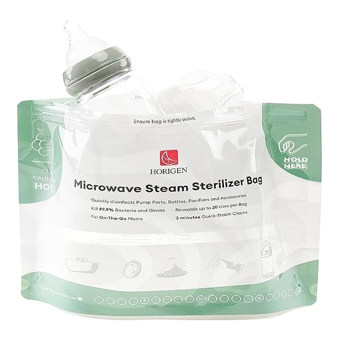 Larger Microwave Sterilizer Bags, Reusable Baby Bottle Sterilizer Bags by HORIGEN