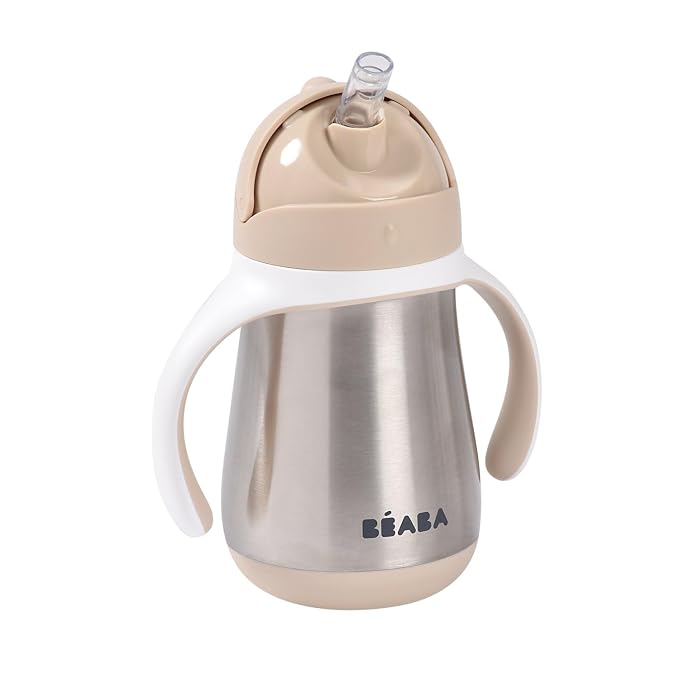 Beaba Stainless Steel Straw Sippy Cup, Insulated Toddler Cups Spill Proof by BEABAUSA