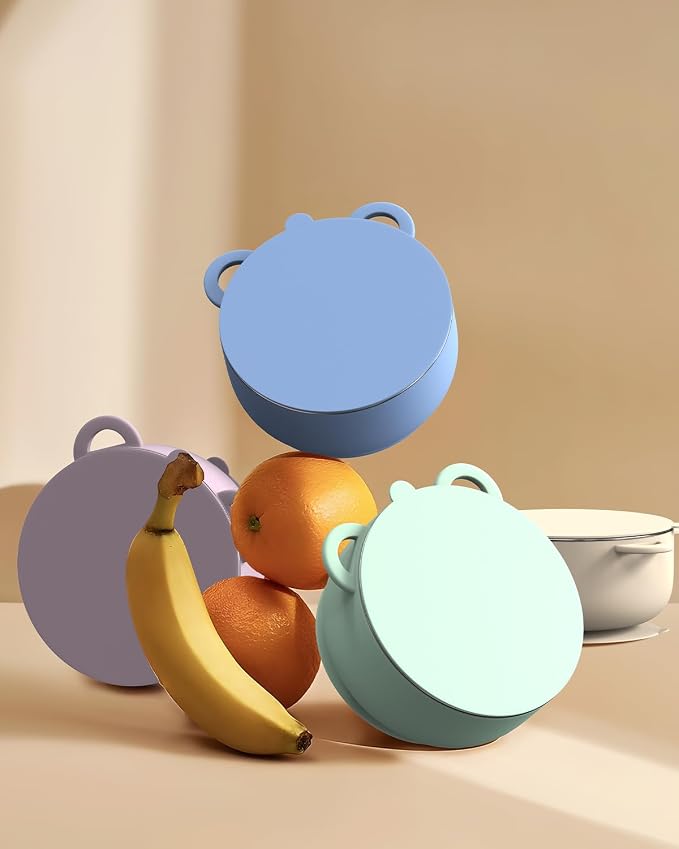 Baby Suction Bowls with Lids 4-Pack, 2-in-1 Stainless Steel 304 Toddler Bowl & - Image 5