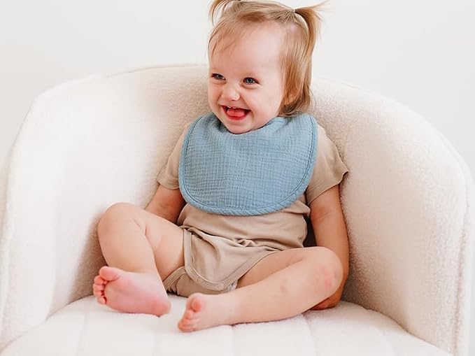8-Pack Baby Muslin Bibs, Soft Cotton Drool Bibs - Image 6