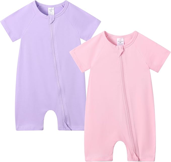 JunNeng 2 Pack Footless Long/Short Sleeve Baby Romper by JunNeng