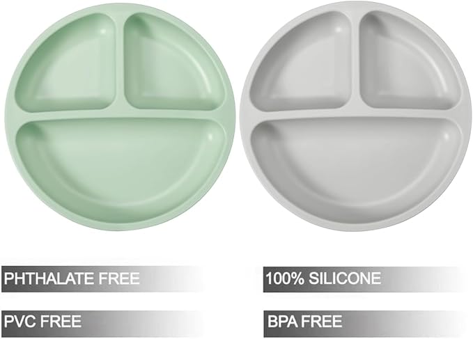 PandaEar Silicone Baby Feeding Set| 2 Pack Silicone Divided Suction Plate - Image 2