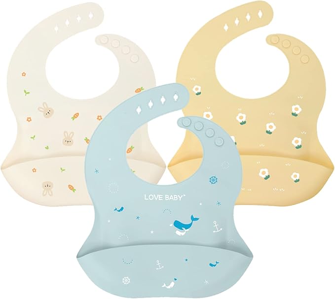 Baby Silicone Feeding Bibs by YINGJEE