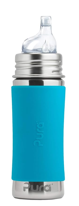 Pura Kiki 11oz/325ml Stainless Steel Sippy Cup Bottle w/Sleeve, Plastic-Free by Pura