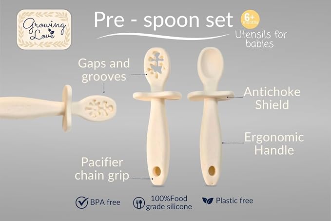 Growing Love Baby Spoons Set, Self Feeding 6 months, Baby utensils, training - Image 2