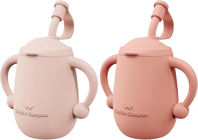 Cuddle Campus Pack of 2 Silicone Baby Training Cup, Shatterproof Toddler Sippy by CuddleCampus