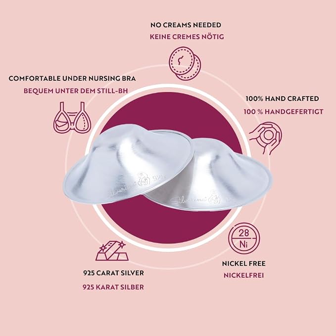 Set of 2 Silver Breastfeeding Caps, Nipple Shield Suitable - Image 2