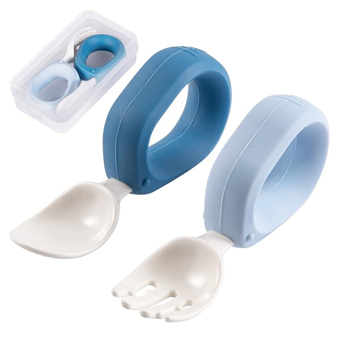 Baby Self Feeding Training Spoon and Fork Set by HIWOOD