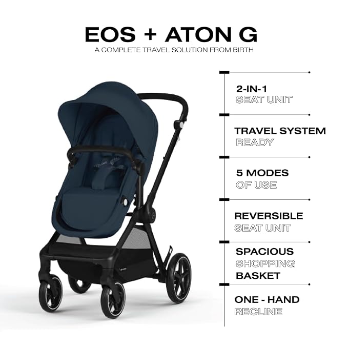 Cybex EOS 5-in-1 Travel System Stroller + Lightweight Aton G Infant Car Seat - Image 5